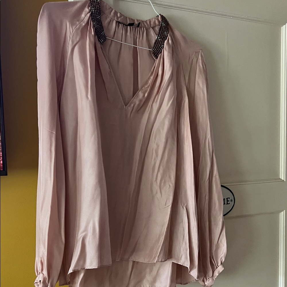 Elizabeth & James Silk Blouse with Beaded Collar